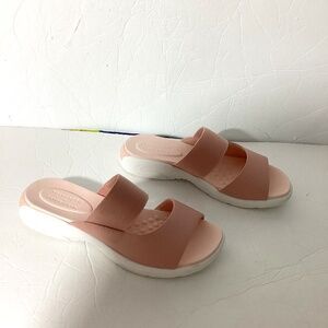 EASY SPIRIT & DENICE AUSTIN WOMAN SIZE 7W TAISY SANDALS SLIP ONS DUSTY P…